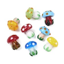 20pcs Handmade Lampwork Mushroom Beads Mixed Color Glass Lampwork Beads for DIY