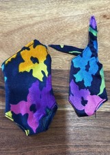 Vintage 1985 Tropical Barbie One Piece Floral Swimsuit 1017 One Shoulder Skipper