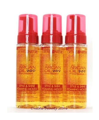 Creme of Nature Argan Oil Style and Shine Foaming Mousse 7oz, PACK OF 3