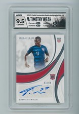 2018-19 Timothy Weah Panini Immaculate Autographed Rookie Card 43/99 HGA 9.5. rookie card picture