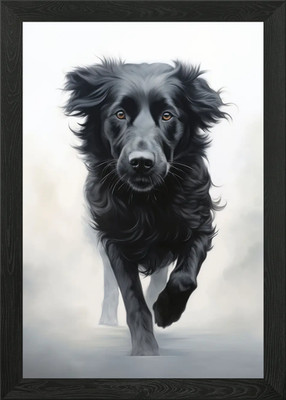 Gerahmtes Wandbild Poster Rauchiger laufender Hund Leinwanddruck Bild