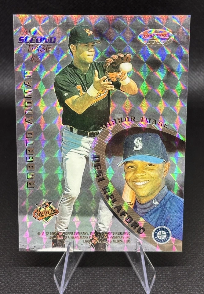 1996 Bowman's Best Mirror Image refrator atômico Biggio/Castillo/Alomar/Relaford - Imagem 2 de 2