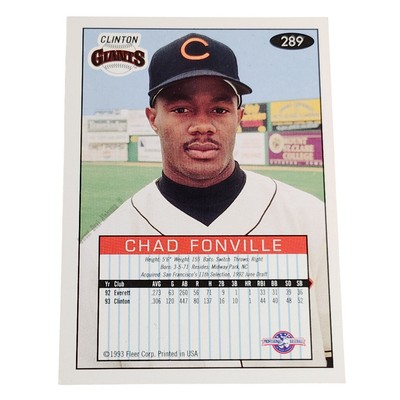 レア　公認野球規　1970年 Chad Fonville, Clinton Giants, #289, 93-94 Fleer Excel Minor