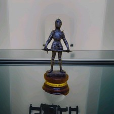 Pewter Knight w/Sword on Wooden Base  160