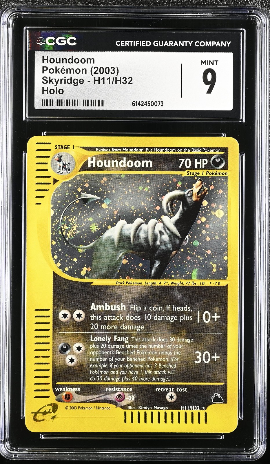 CGC 9 MINT Houndoom H11/H32 Skyridge Holo Swirl Pokemon Card