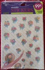 Vintage Hallmark Stickers Flower Bouquet Hat Ribbon 4 Sheets New 1989 Ambassador