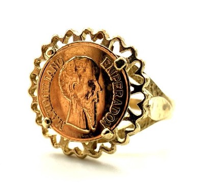 Ring 9 kt Gold EMPERADOR MAXIMILIANO Gold IMPERIO MEXICANO Ring 1865 LOVE HEARTS
