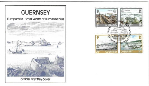 Guernsey Comm/FDC -  Great Works of Human Genius- 1983- (GUE199)