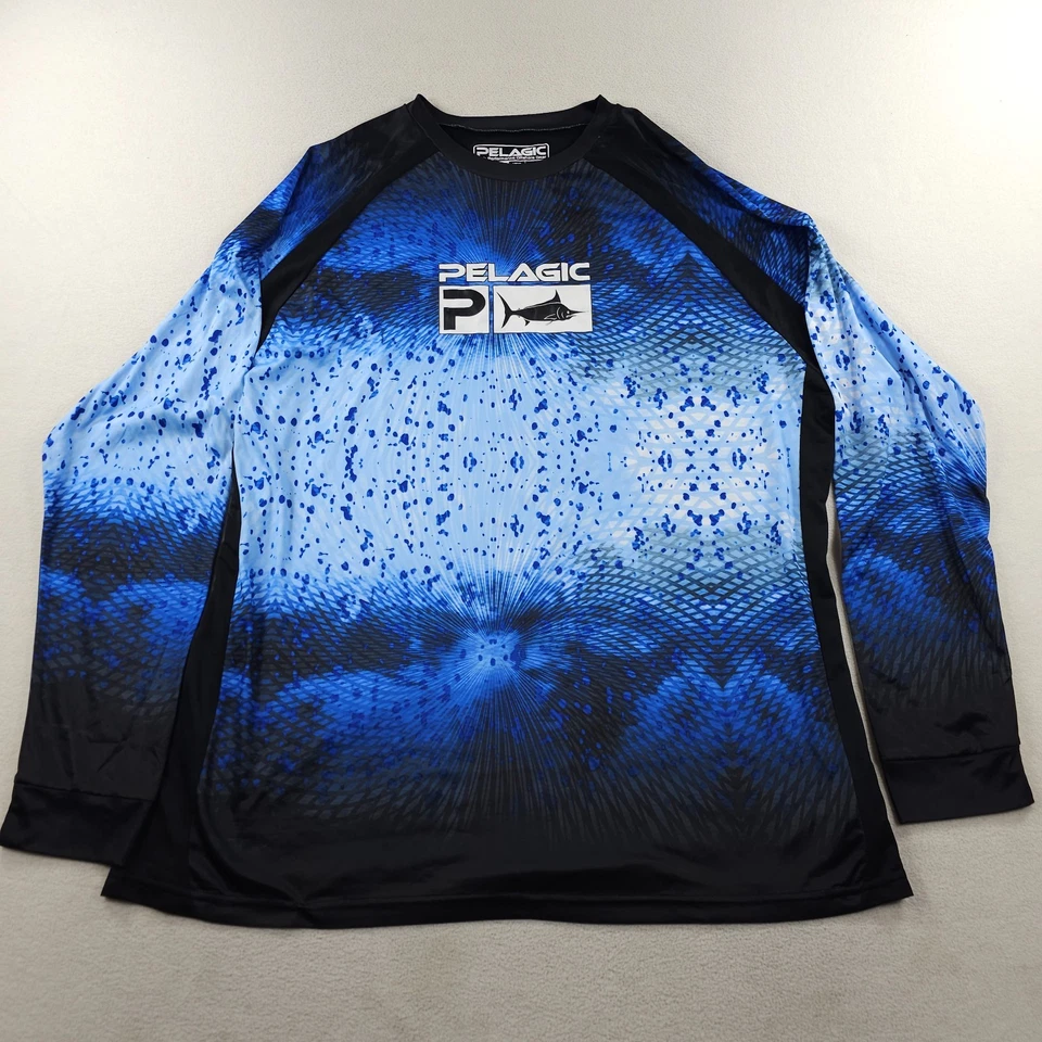 Camisa Pelágica Para Hombres Extra Grande Azul Vapor Tek Raglán Manga Larga Pesca Elástica Foto 2 de 4
