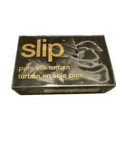 Slip Silk Turban in BLACK, One Size (21”- 28”) - Double-Lined Pure Mulberry Silk