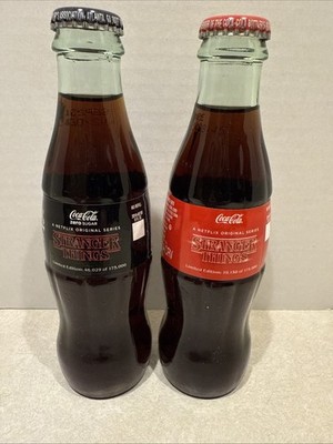 2019 Coca Cola Stranger Things limited ed 8oz COKE bottles Classic & Zero set