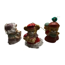 JASCO CARING CRITTER CHIMERS Bisque Porcelain Bell Ornaments Lot of 3