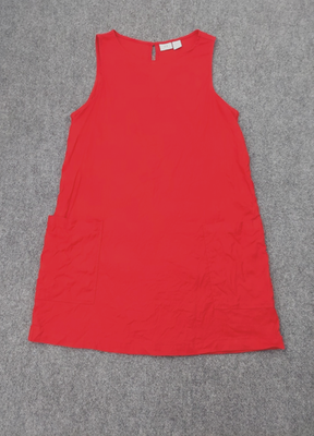 Halston Dress Womens XL Red Linen Blend Shift Sleeveless Pockets Pullover  Knee | eBay