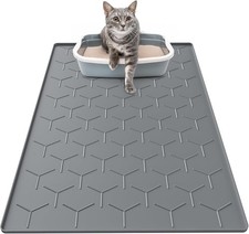 Cat Litter Box Mat, Large 34" X 22" Cat Litter Mat, Waterproof Silicone Pad Gray