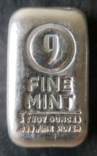 9 Fine Mint 5oz Silver Bar