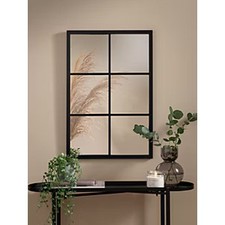 Black Grid Window Mirror 42x70cm Industrial Wall Mirror Modern Decor