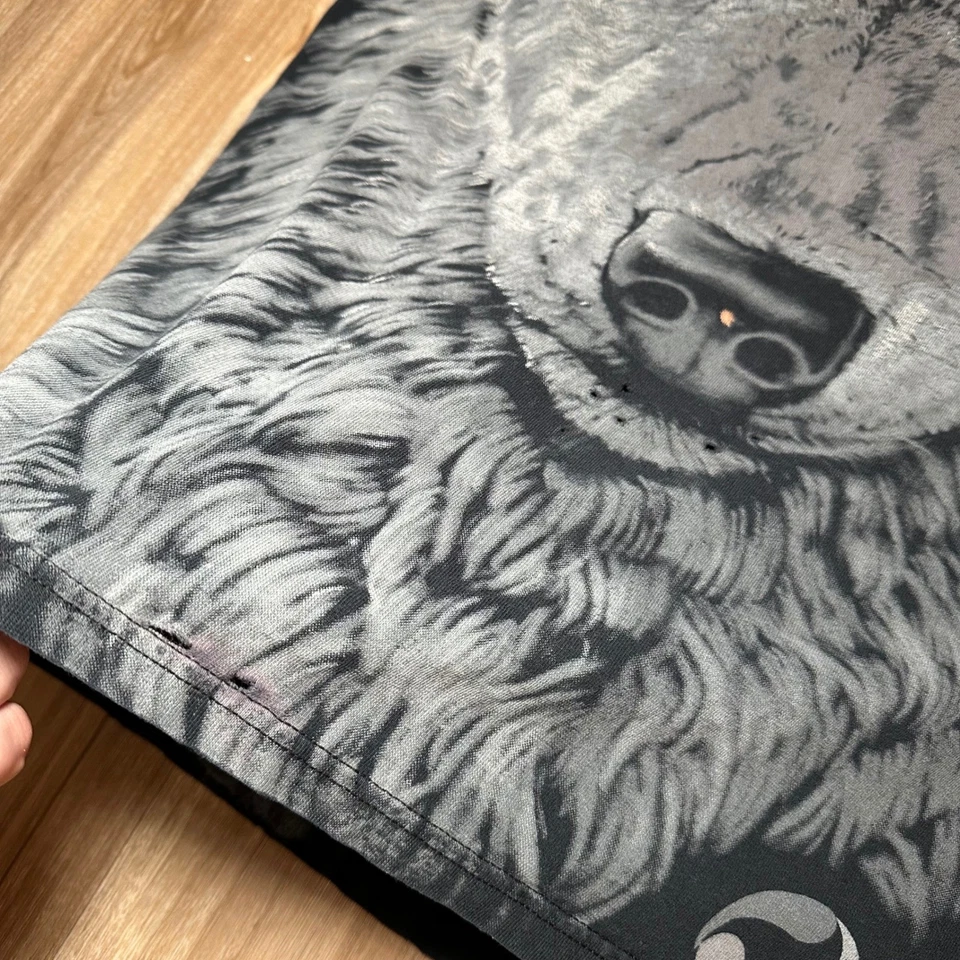 Vintage Liquid Blue AOP 1996 Wolf Nature All Over Print Moonlight Shirt Mens - Image 4 of 4