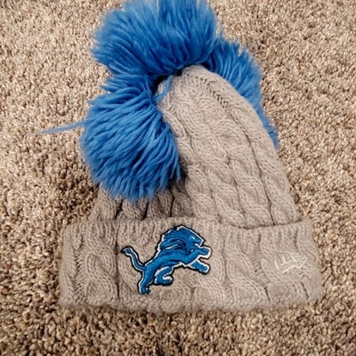 Detroit Lions NFL Newborn Beanie Pom Poms Gray Blue Knit 313 Eat 'Em Up!