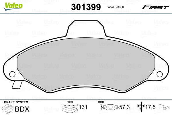 Plaquettes de frein VALEO 301399 pour Ford Orion III et Escort VI essieu avant