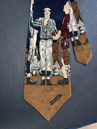 Vintage Norman Rockwell Baseball Coin Flip Saturday Evening Post 100% Silk Tie