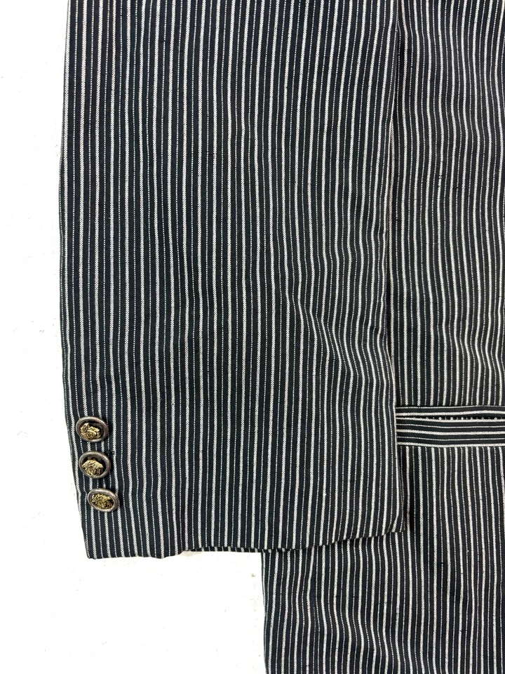 VTG 90s Versace Jeans Couture 54 44R blazer jacket sport coat mens black stripe - Image 2 of 4