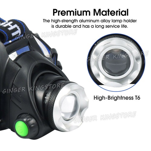 1200000LM Head Torch Headlight CE Camping Headlamp USB Rechargeable Waterproof - Picture 6 of 10