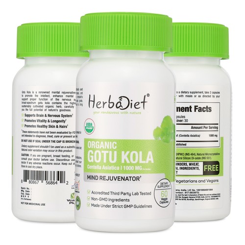 100% Organic Gotu Kola Leaf Centella Asiatica Capsules For Memory Brain Health - Picture 4 of 4