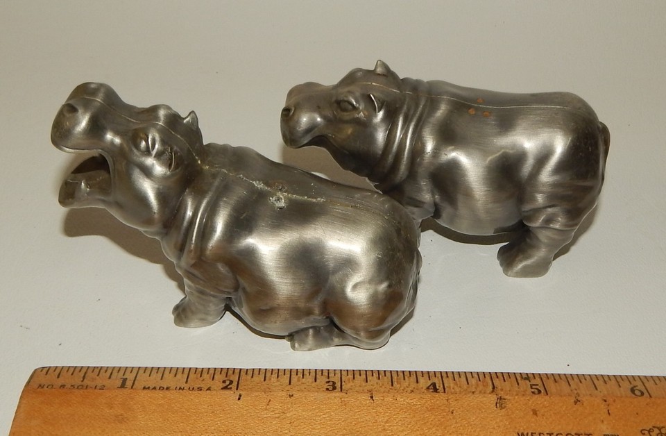 Vintage Metal Hippo Hippopotamus Salt & Pepper Shakers eBay