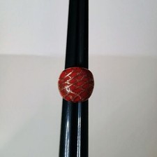 Red and Gold Glass Patterned Ring Size 8.25