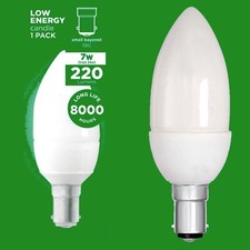 6x 7W  24W Low Energy CFL Candle Light Bulbs Small Bayonet Cap SBC B15 Lamp