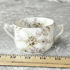 Antique R C Thomas Sevres Germany 2 Handle Tea Cup Floral Embossed