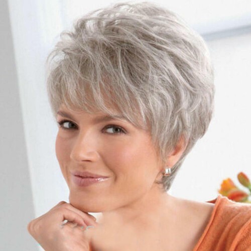 1x Silver Grey Natural Curly Fashion Ladies Wigs Women's Wig