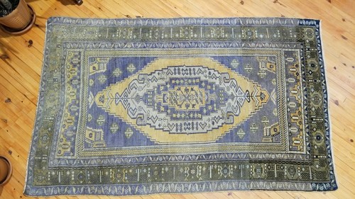 Vintage Bohemian 1960-1970s Oushak Tribal Rug 4'10" × 7'9"