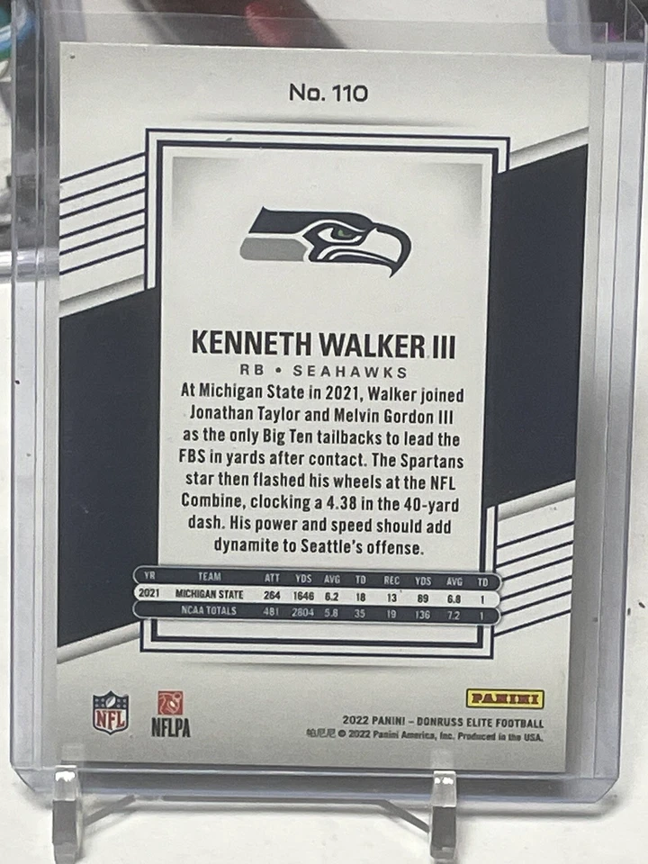 Kenneth Walker III Elite Aspirations Stars /275 Rookie Card 2022 #110 Seattle - Image 2 of 2