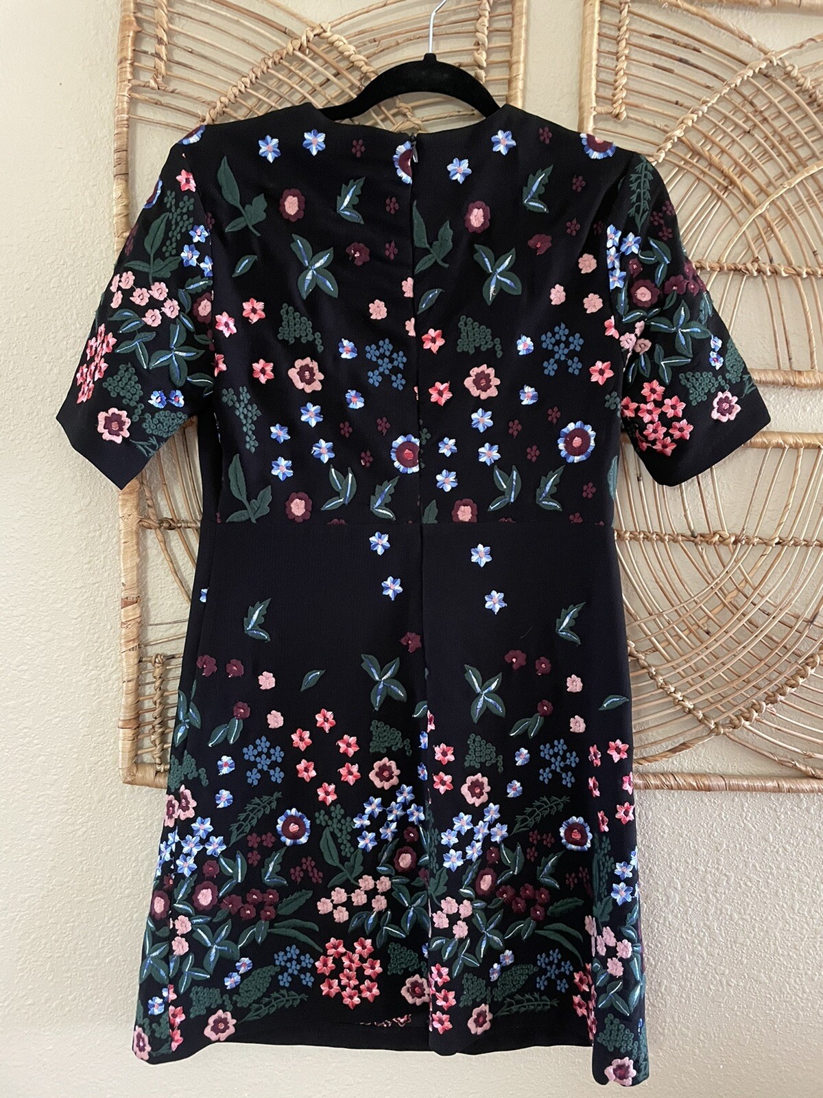 Zara Black Oriental Embroidered Floral High Neck Dre… Gem