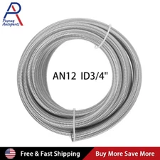 12AN Fuel Hose AN12 3/4" Universal Braided Stainless Steel CPE Oil Fuel Gas Line