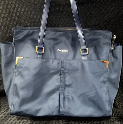 Calvin Klein Navy Blue Nylon Tote Bag
