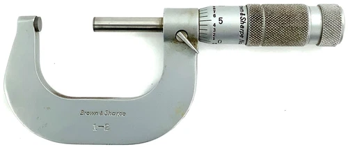 Mitutoyo Outside Micrometer, Inch, Friction Thimble, 1-2” .0001” Range