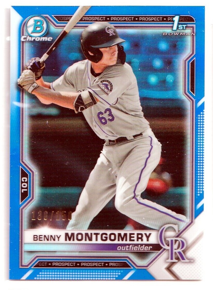 2021 Bowman Chrome Draft Blue Refractors #BDC84 Benny Montgomery /150 - ROCKIES