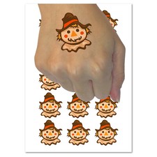 Scarecrow Head Fall Autumn Temporary Tattoo Water Resistant Fake Body Art Set