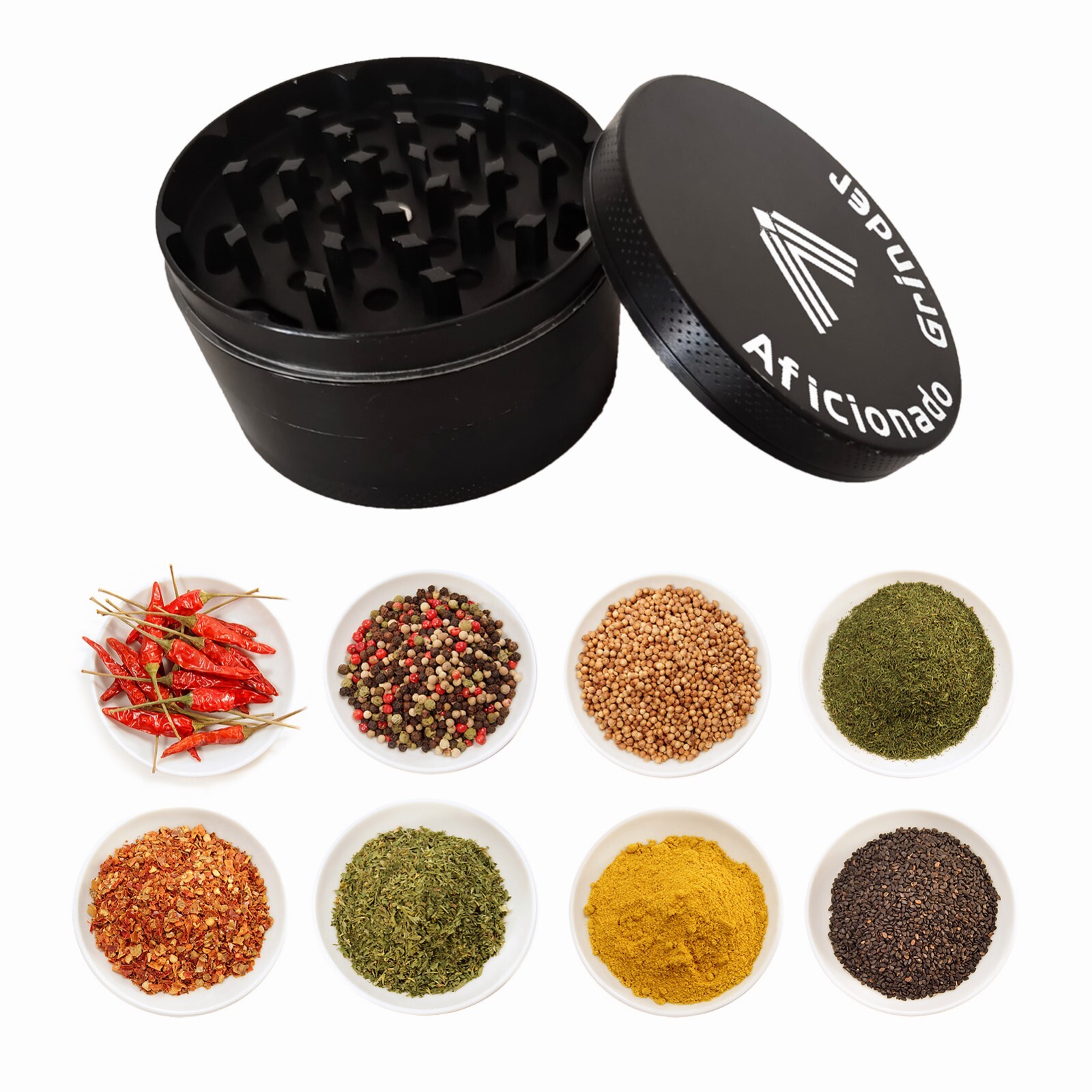 3'' Tobacco Herb Grinder Spice Herbal 4 Piece Metal Alloy Smoke Crusher(Black)