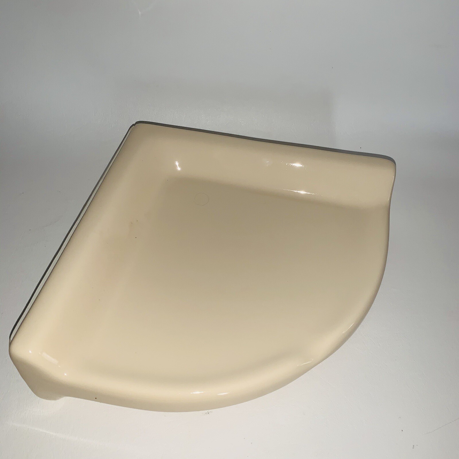 Vintage Ceramic Corner Shower Shelf Ledge Soap Tray Off White Beige MCM