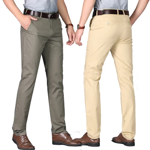 Stretch Chino Slim Fit Mens Relaxed Casual Cotton Dress Skinny Pants Size 29-40 - Picture 6 of 30