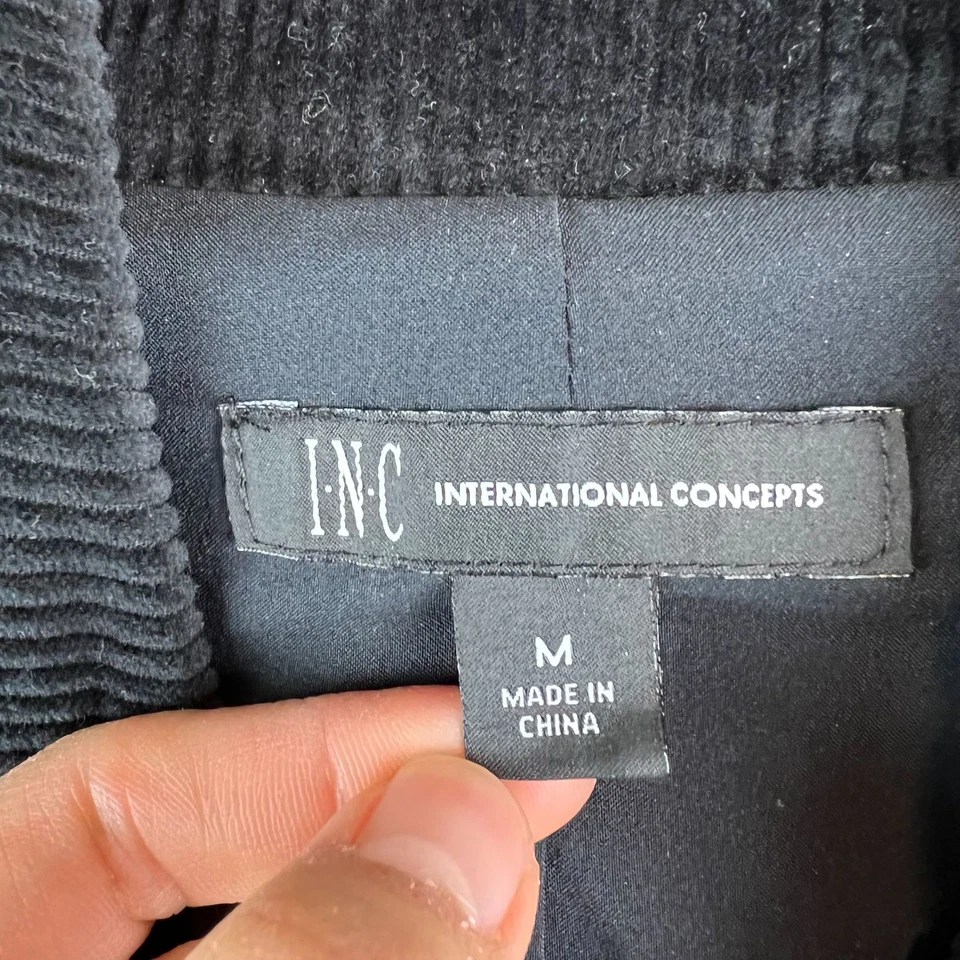 Nueva chaqueta de moto de pana negra para mujer INC International Concepts talla M Foto 3 de 4
