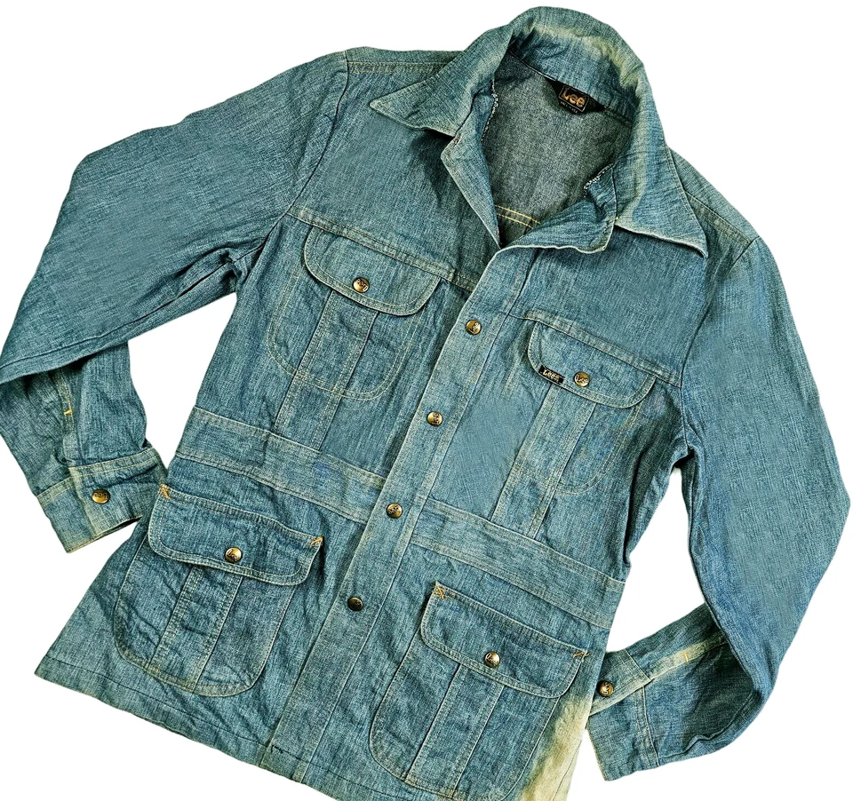 LO ÚLTIMO BLAZER VINTAGE AÑOS 80 Para hombres LEE @ SAFARI CHORE BARN 4 Piezas Chaqueta Denim Jeans M Foto 3 de 4