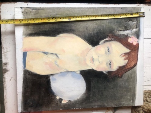 "Pintura al óleo moderna original Retrato de un niño pintado a mano arte 20""x 16"" - Imagen 7 de 8