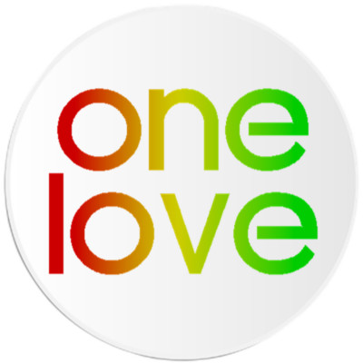 One Love - 3 Pack Circle Stickers 3 Inch - Rasta Rastafarian Red Yellow ...