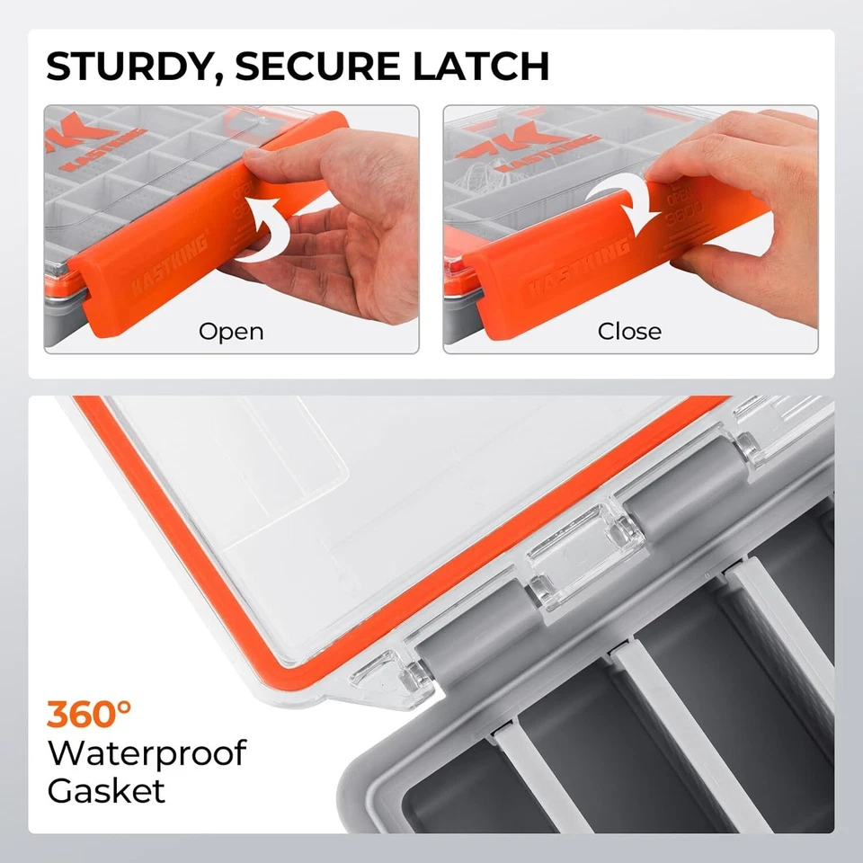 Caja de aparejos impermeable KastKing HyperSeal 3600+3700 bandeja con divisor ajustable almacenamiento Foto 3 de 4