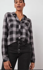 Rails Hunter Black Gray Check  Button Up  Shirt~M