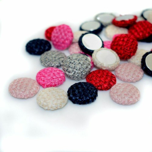 100pcs/lot Tweed Fabric Covered Buttons 15mm Thin Flat Back Button Sewin Crafts - Picture 9 of 13